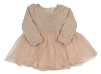 Světlerůžové žinylkovo/tylové šaty H&M