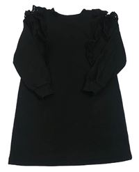 Čierne teplákové šaty s čipkou H&M