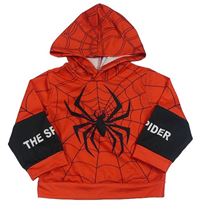 Červeno-čierna ľahká mikina so Spidermanem a kapucňou