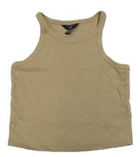 Béžový rebrovaný crop top New Look