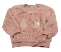 Ružová kožušinová mikina s králikom Nutmeg