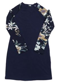 Tmavomodré šaty s kvietkami SHEIN