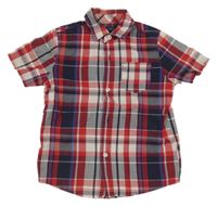 Tmavomodro-červeno-bílá kostkovaná košile