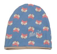 Modrá bavlněná čepice s liškami