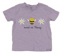 Lila tričko s kytičkami a včelkami Sinsay