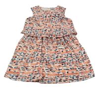 Bielo-oranžovo-modré vzorované šaty Name it