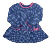 Tmavomodro-farebné šaty so srdiečkami a mašličkou