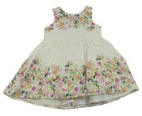 Bílo-barevné květované plátěné šaty Mothercare