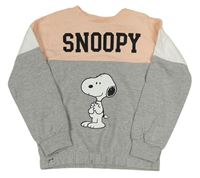 Lososovo-bielo-sivá mikina so Snooypm