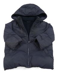 Tmavomodrá šusťáková zimní bunda s kapucí 