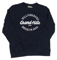 Tmavomodrá mikina s nápisom