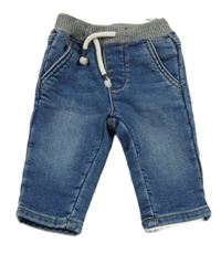 Modré teplákové thermo rifle s úpletovým pasem C&A