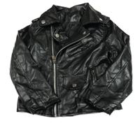 Černá koženková bunda se zipy 