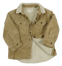 Hnědá manšestrová zateplená košilová bunda Next