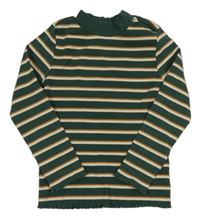 Tmavozelené pruhované rebrované tričko TCM