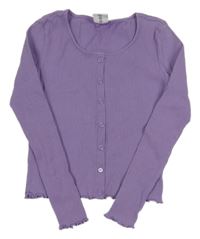 Fialové žebrované crop triko s knoflíčky Page one young