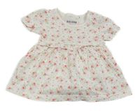 Bílo-růžové květované šaty s všitým body 