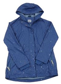 Tmavomodrá nepromokavá jarní parka s kapičkami a kapucí Pocopiano