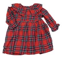 Nové - červeno-tmavomodro/zeleno-biele kockované šaty s volánikmi a golierikom George