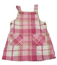 Ružovo-béžovo-biele kockované na traké šaty Nutmeg