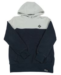 Tmavomodrošedo-biela kostkovaná//žebrovaná mikina s nášivkou a kapucňou Chapter young