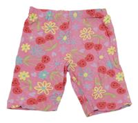Růžové legínové kraťasy s třešničkami a květ a srdíčky Matalan
