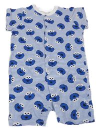 Modro-bílý pruhovaný kraťasový overal - Sesame street H&M