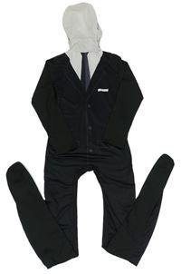 Kockovaným - Čierny overal s kravatou a kapucňou