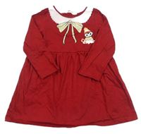 Červené bavlnené šaty s tučňákem H&M