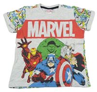 Sivé melírované tričko s hrdinami Marvel