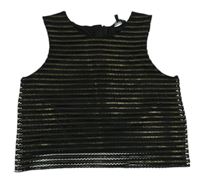Čierno-zlatý pruhovaný crop top
