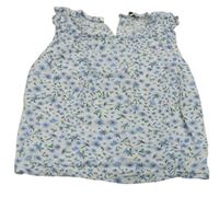 Bílo-světlemodrá kytičkovaná crop halenka Primark 