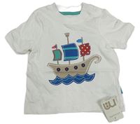 Biele tričko s plachetnicou Mothercare