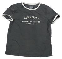 Tmavošedé crop tričko s nápisem H&M