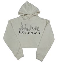 Bílá crop mikina Friends s kapucňou