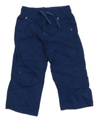 Tmavomodré plátenné rolovacieé nohavice Topolino