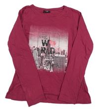 Tmavorůžové triko s městem Page one young