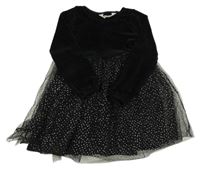 Černé žinylkovo/tylové šaty H&M