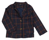 Tmavomodro-hrdzavé kockované sako Shein