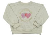 Smotanová oversize mikina so srdiečkami Vertbaudet