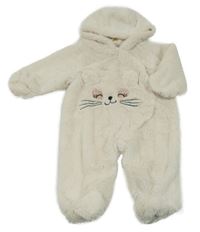 Smetanová kožešinová podšitá kombinéza s myškou a kapucí So Cute