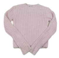 Svetloružová -stříbrrný rebrovaný crop sveter V by Very