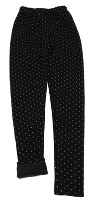 Černé puntíkované zateplené legíny 