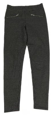 Černo-bílé kostkované legíny se zipy Page one young