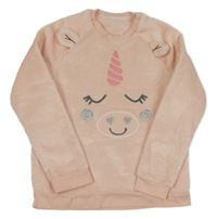 Svetloružová chlpatá mikina s jednorožcom George