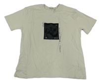 Béžové tričko s nášivkou a nápisem River Island