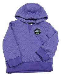 Fialová vzorovaná prošívaná zateplená mikina s kapucí Kiki&Koko