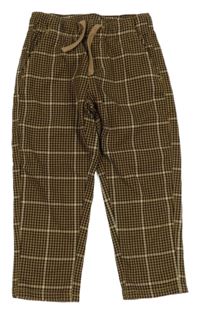 Hnedo-béžové kockované nohavice H&M