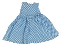 Modro-biele kockované plátenné šaty H&M
