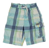 Světlemodro-modro-bílé kostkované plážové kraťasy Tom Tailor